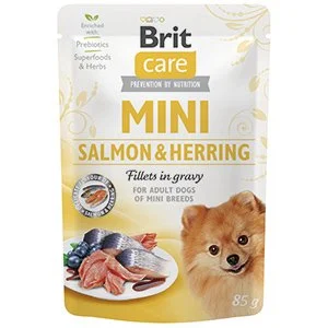 Brit Care Dog Mini Salmon and Herring Sterilised Fillets in Gravy 85 g